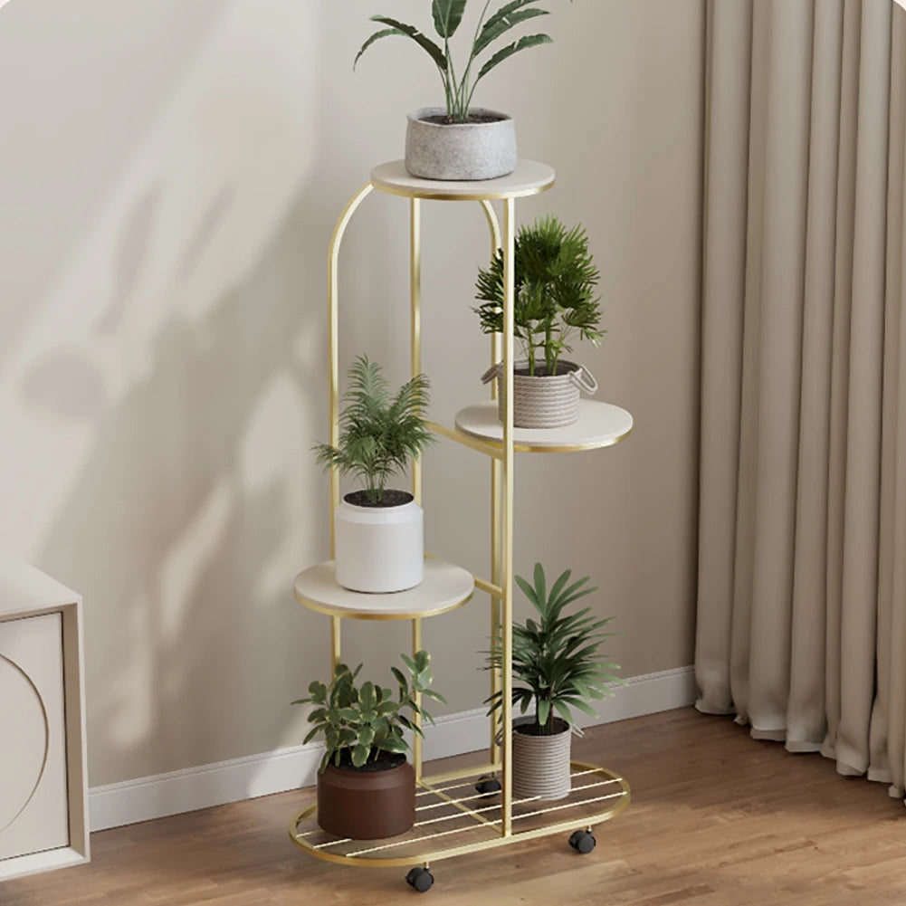 Metal plant stand with wheels for indoor outdoor plants