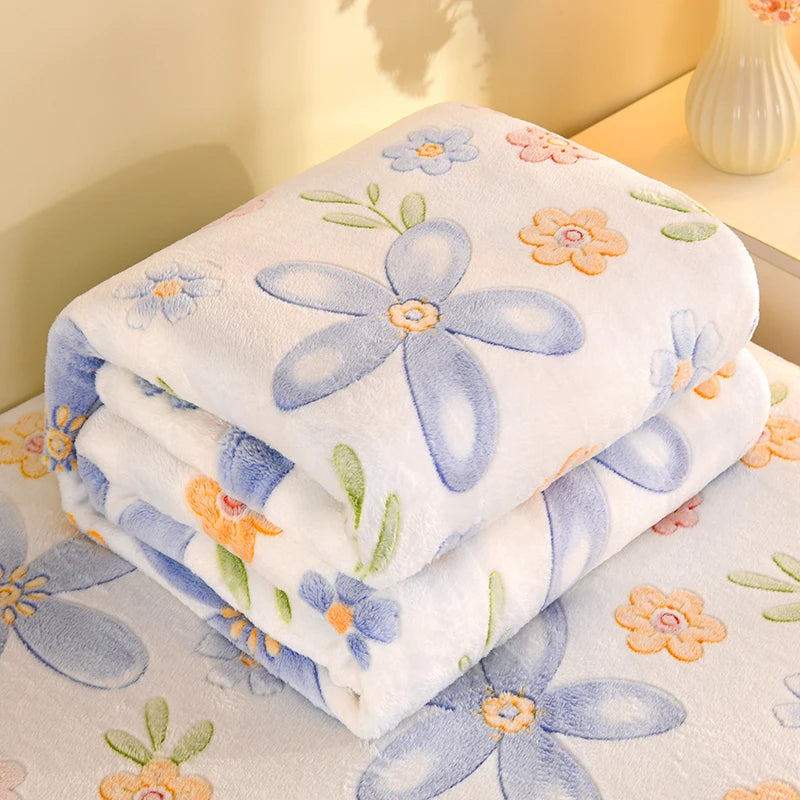 1pc Floral Style Warm Bedspread Fleece Blanket Plaid Travel Shawl Sofa Nap Blanket Home Bedsheet Manta 70X100cm Suitable For Pet TAVEN System LLC