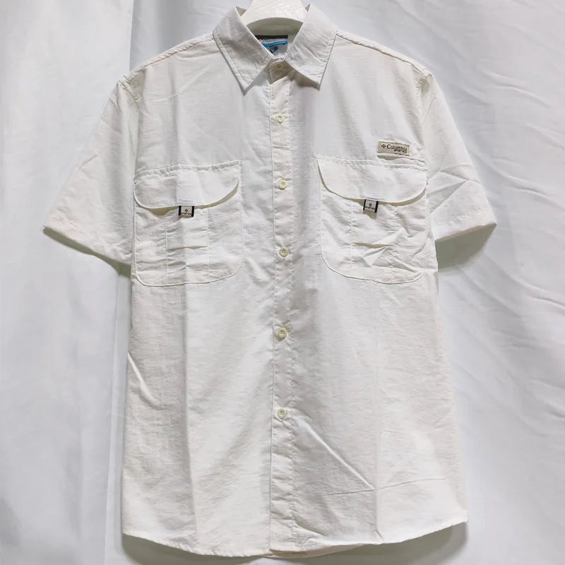 Men Short Sleeve Cargo Nylon Fishing Work Casual Shirt TAVEN System LLC
