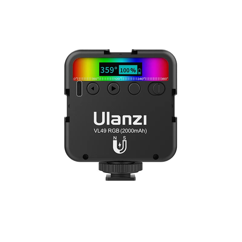 Ulanzi VL49 RGB Mini LED Video Light 2000mAh 2500K-9000K Portable Photography Lights Vlog Fill Light for DSLR SLR Camera Lamp TAVEN System LLC
