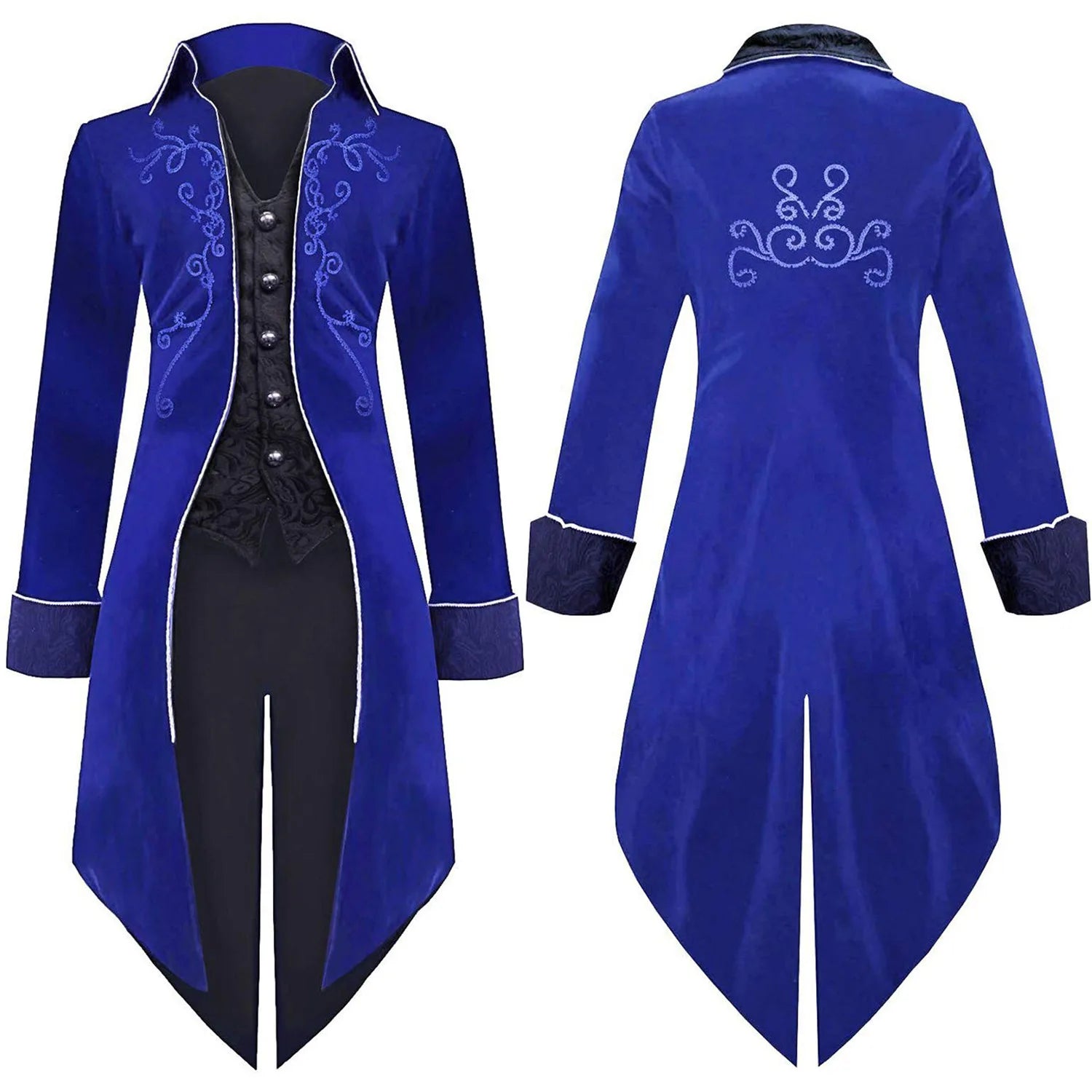 Men Velvet Gothic Tailcoat Vampire Cosplay Jacket Party Coat TAVEN System LLC