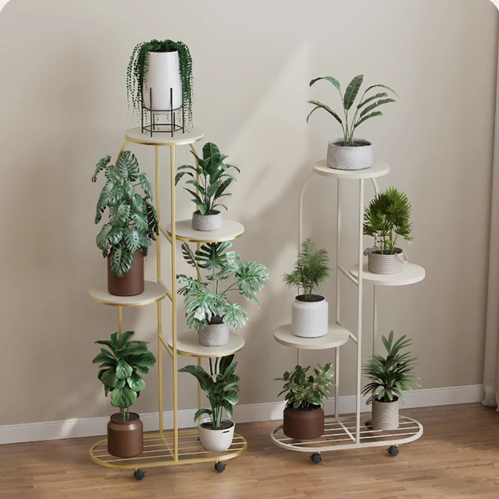 Metal plant stand with wheels for indoor outdoor plants