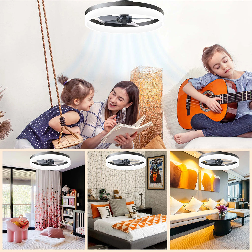 Simple LED Ceiling Fan Light Remote Control with Infinite Dimming 6 Levels of Wind Speed Living Room Bedroom chandelier fan TAVEN System LLC