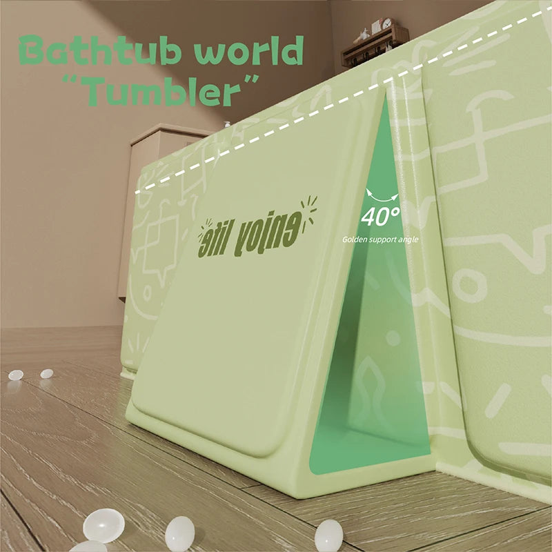 1PC green and white children's portable thick folding bathtub, suitable for travel TAVEN System LLC