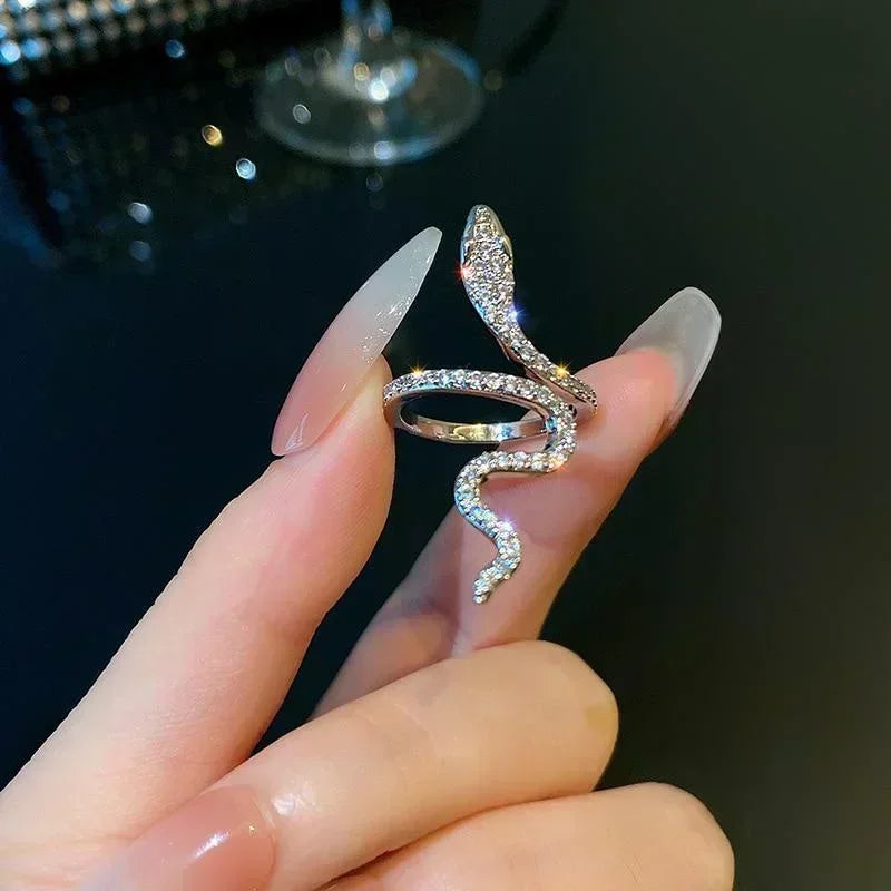 Stainless Steel Open Snake Ring for Women Girls Gothic Punk Adjustable Animal Ring Personality Accessories Fashion Jewelry Gifts TAVEN System LLC