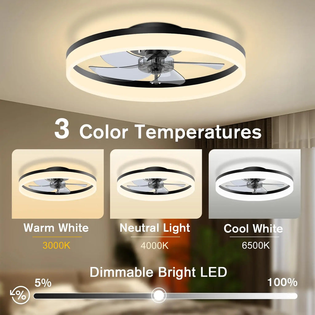 Simple LED Ceiling Fan Light Remote Control with Infinite Dimming 6 Levels of Wind Speed Living Room Bedroom chandelier fan TAVEN System LLC
