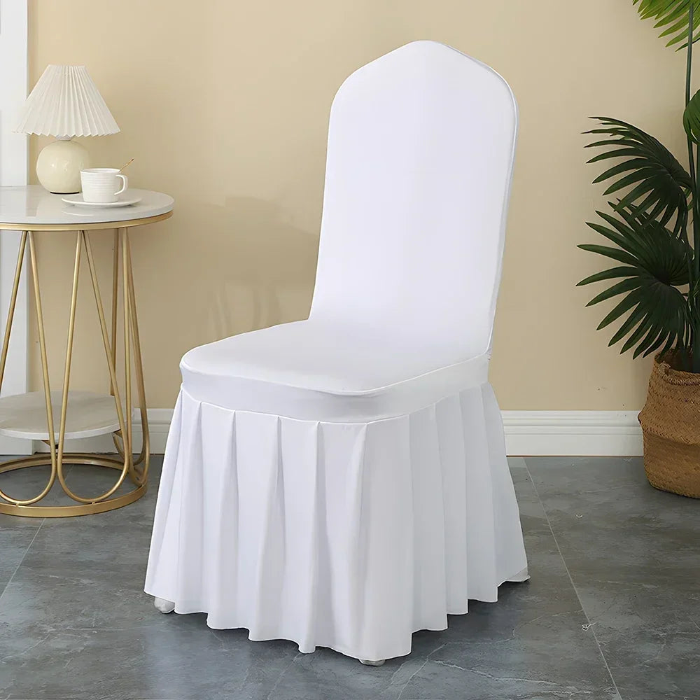50/100pcs Pleated skirt Spandex Chair Cover Hotel Banquet Party Events Wedding Decoration Dining Room Seat Protector Covers TAVEN System LLC