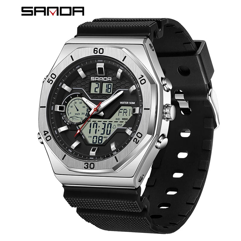 SANDA G Style Digital Men Watches Dual Display Three Time Waterproof Shock Sports Watch Military Countdown Male LED Quartz Clock - TAVEN System LLC
