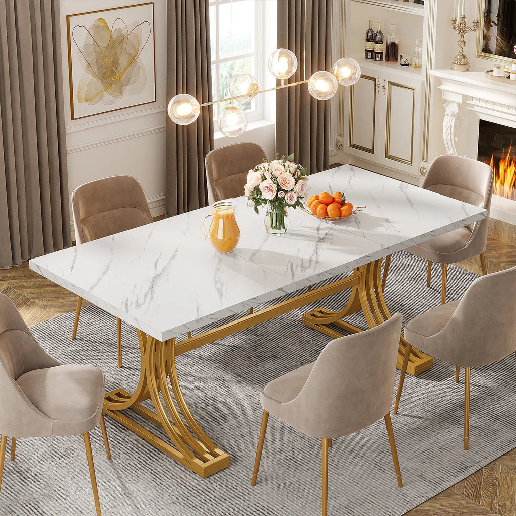 Tribesigns 63 Inch Faux Marble Dining Table TAVEN System LLC