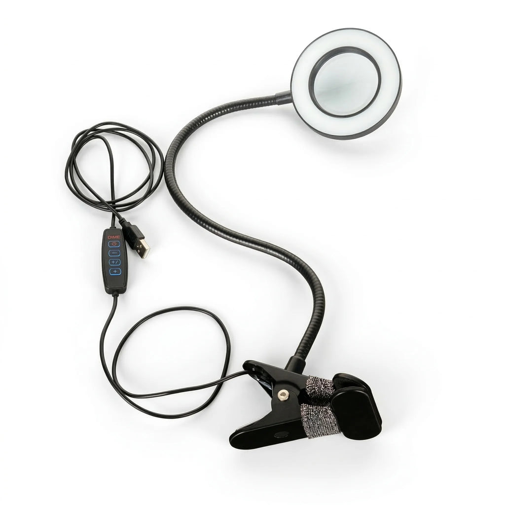 1pc, 5X Magnifying Glass with Light, Clip On LED Magnifying Lamp with Clamp, 3 Modes Dimmable for Reading, Crafts, DIY, Reading. TAVEN System LLC