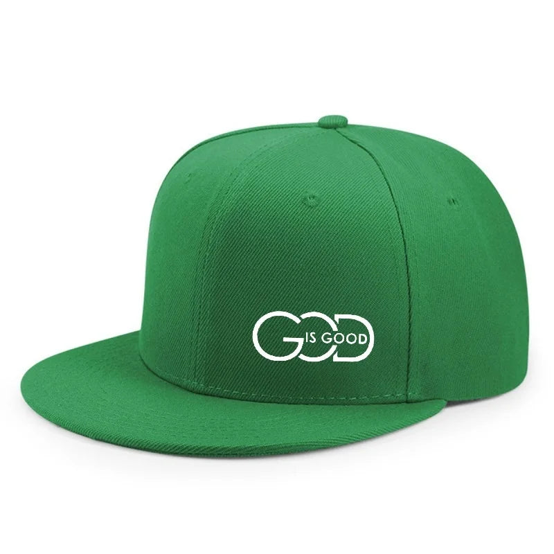 God Is Good Snapback Cap Black Flat Brim Adjustable Baseball Hat