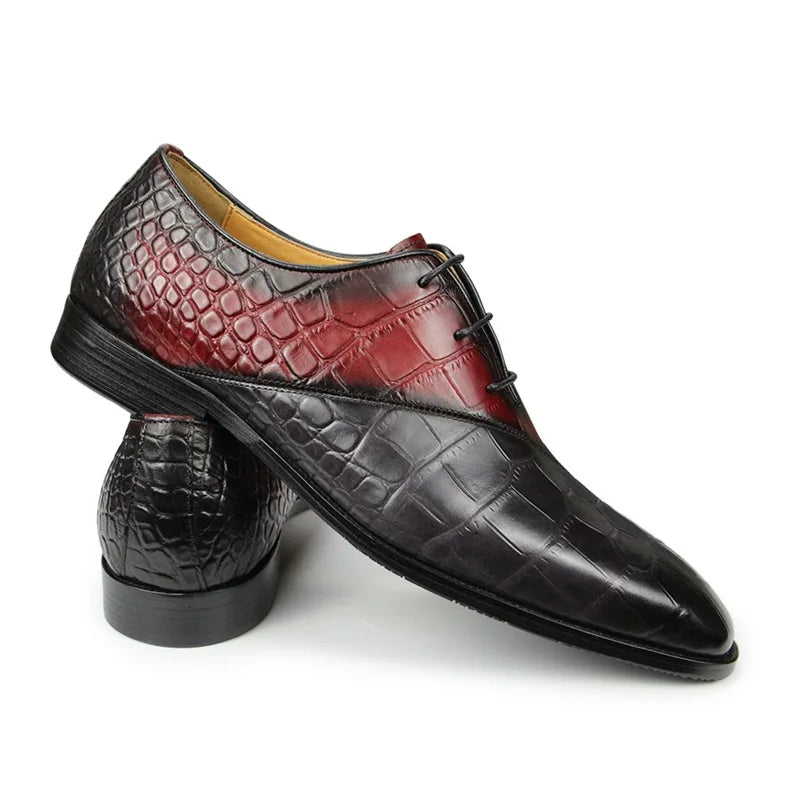 Fashion Men's Shoes New Oxford Red Black Mixed Color Zapatos De Hombre Genuine Leather Business Office Classic Leather Shoes Hot TAVEN System LLC