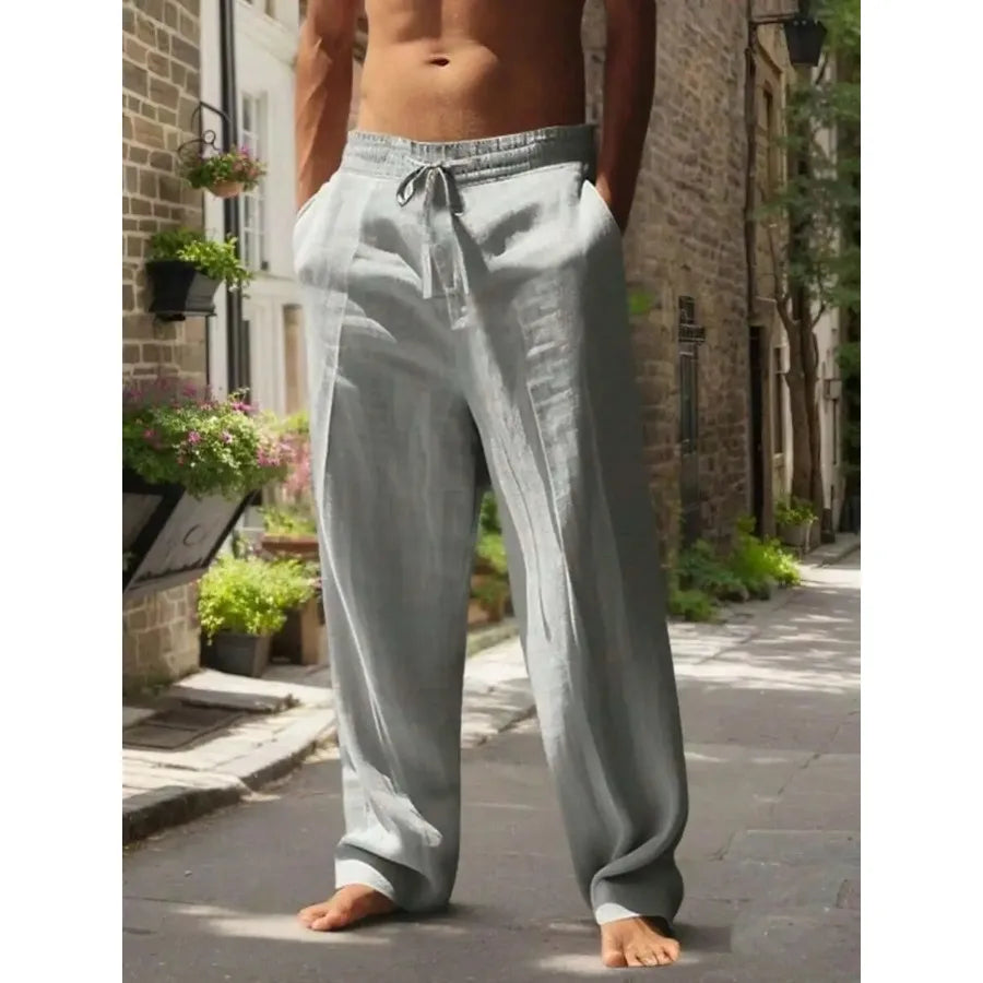 Men's Linen Wide Leg Casual Pants Are Loose Fitting, Breathable And Comfortable, Suitable For All Seasons And Versatile TAVEN System LLC