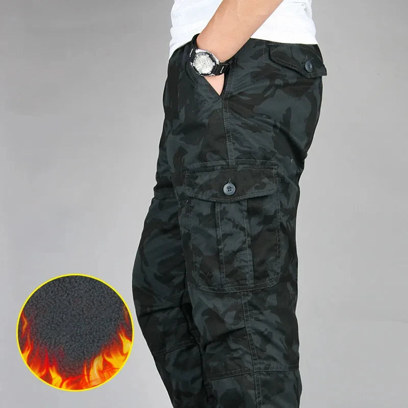 Men's Winter Cargo Pants Double Layer Fleece Warm Thick Camouflage Tactical Cotton Long Trousers Men Baggy Casual Cotton Pants TAVEN System LLC