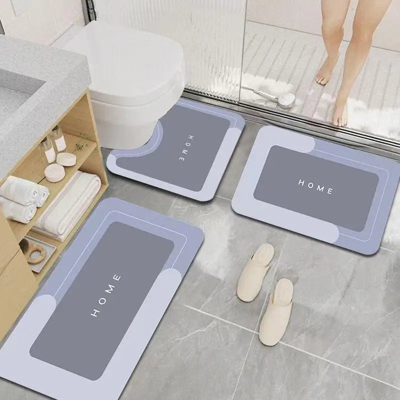 3Pcs Bathroom Rug Set Quick Drying Super Absorbent Bath Mats Anti-Slip Rubber Backing Floor Carpet U-Shaped Contour Toilet Rug Washable Pedestal Mat for Shower Tub Kitchen Washroom Accessories TAVEN System LLC