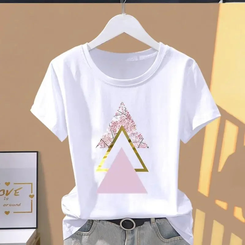 Women Print Floral Sports Fashion Casual Explosive Short Sleeve T-shirt Graphic Tshirts  Women Clothes  Oversized T Shirt - TAVEN System LLC