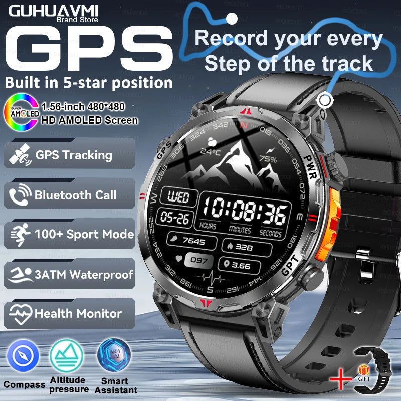 Smart Watches 1.56" AMOLED Screen GPS Fitness Tracking Compass 3ATM 650Mah Call 100+ Sports Smartwatch AI GPT For Android iOS - TAVEN System LLC