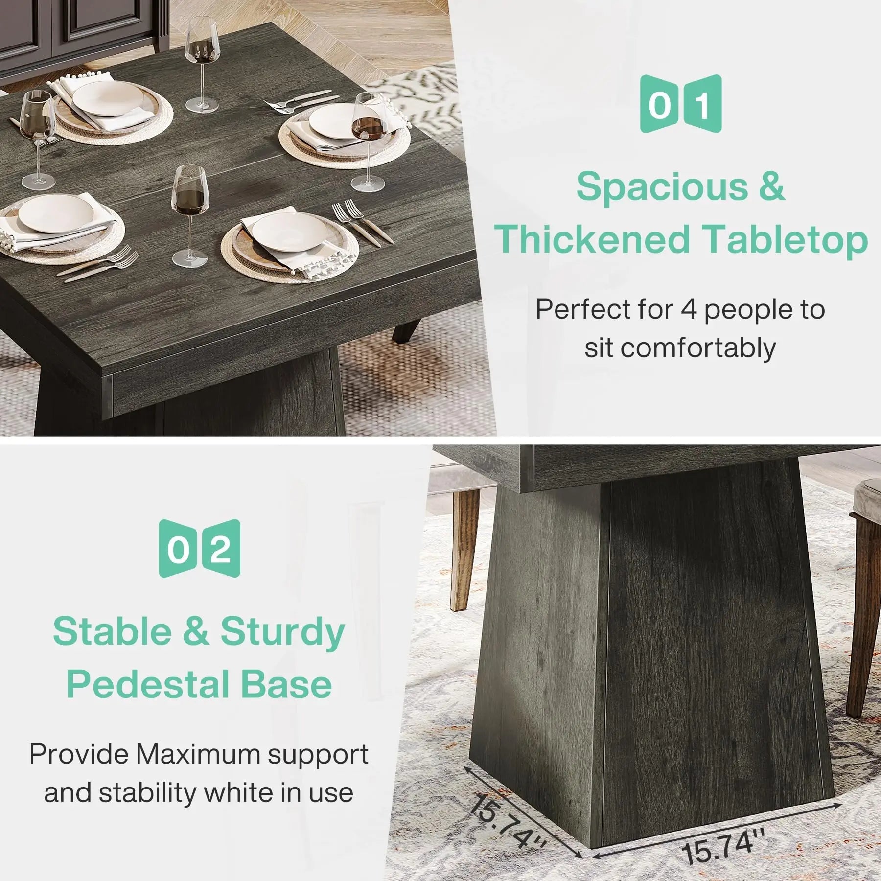 Tribesigns 31.5 Inch Farmhouse Square Dining Table TAVEN System LLC