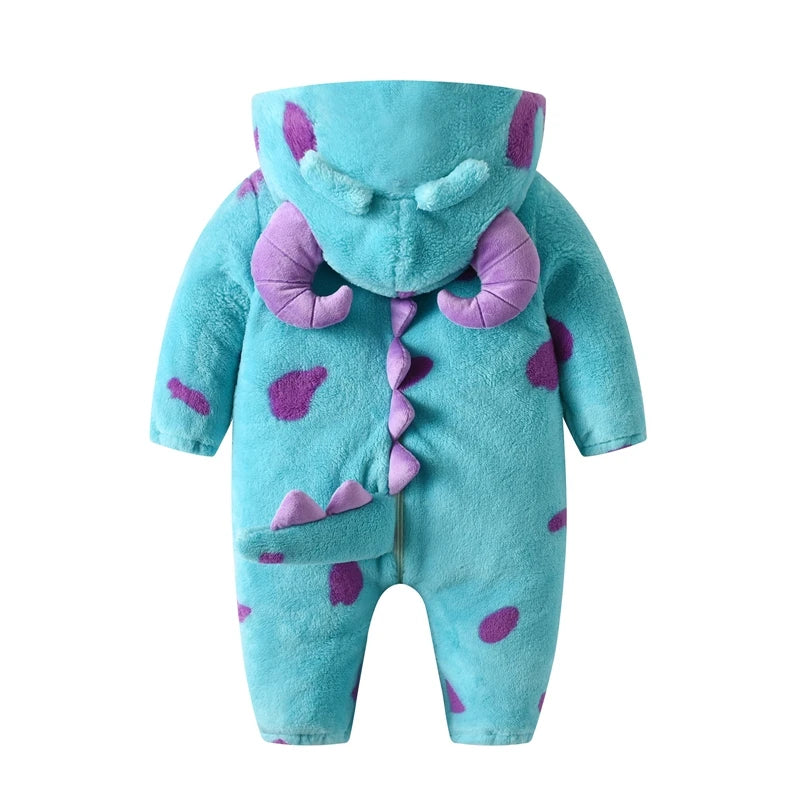 Baby Fleece Hooded Cartoon Horn Winter Snowsuit Romper Outfit