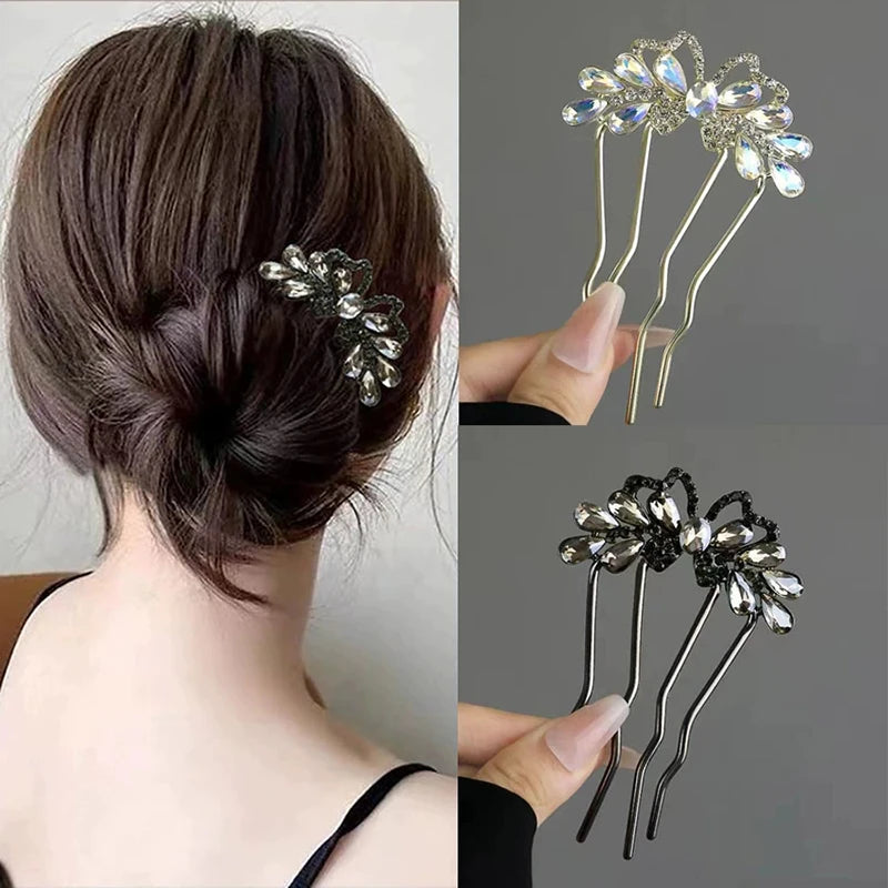 Fashion Zircon Pearl U-Shaped Hair Sticks New Chinese Style Hair Stick for Women Bun Comb Hanfu Hair Clips Hair Accessories TAVEN System LLC