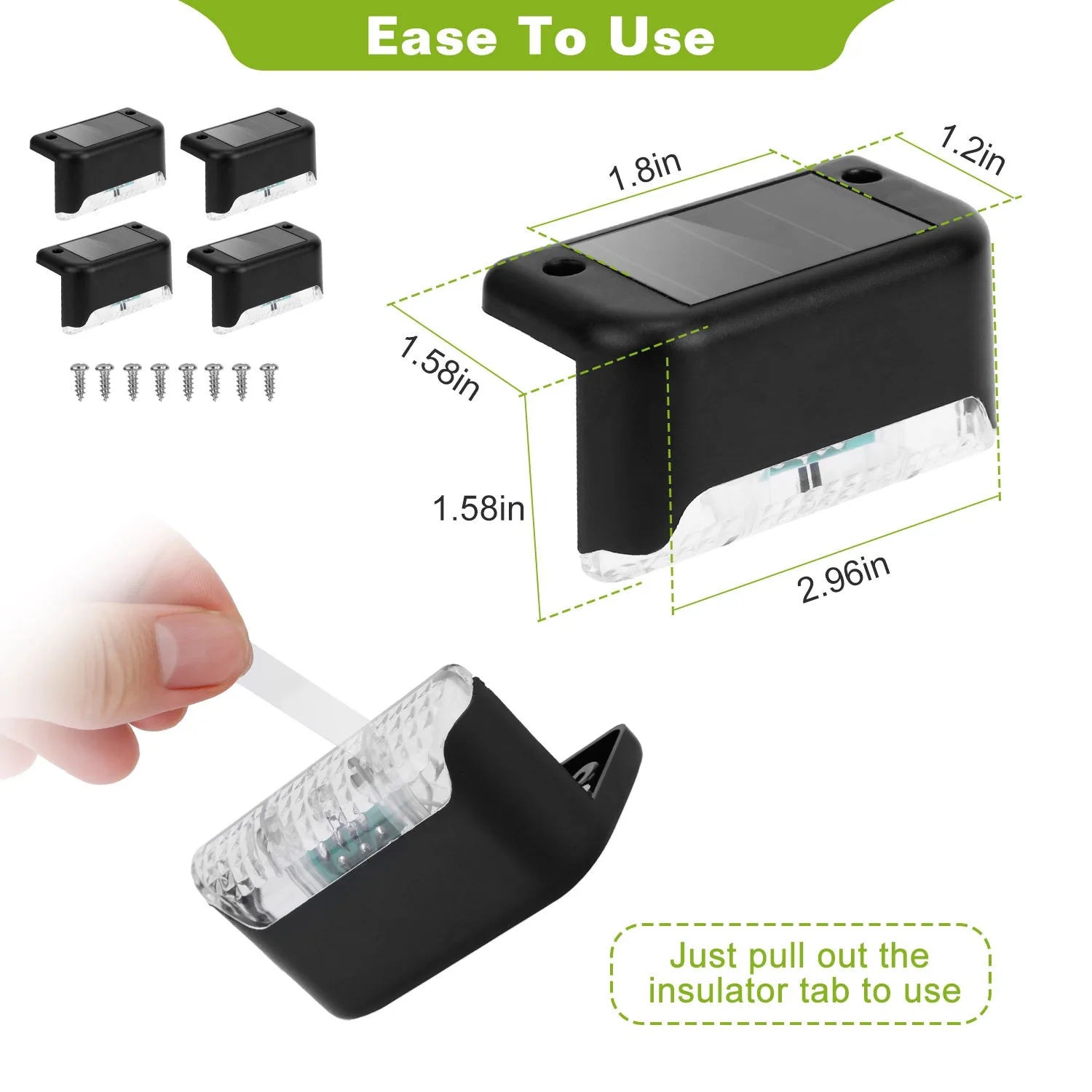 Waterproof solar LED deck step lights for outdoor stairs 4 pack