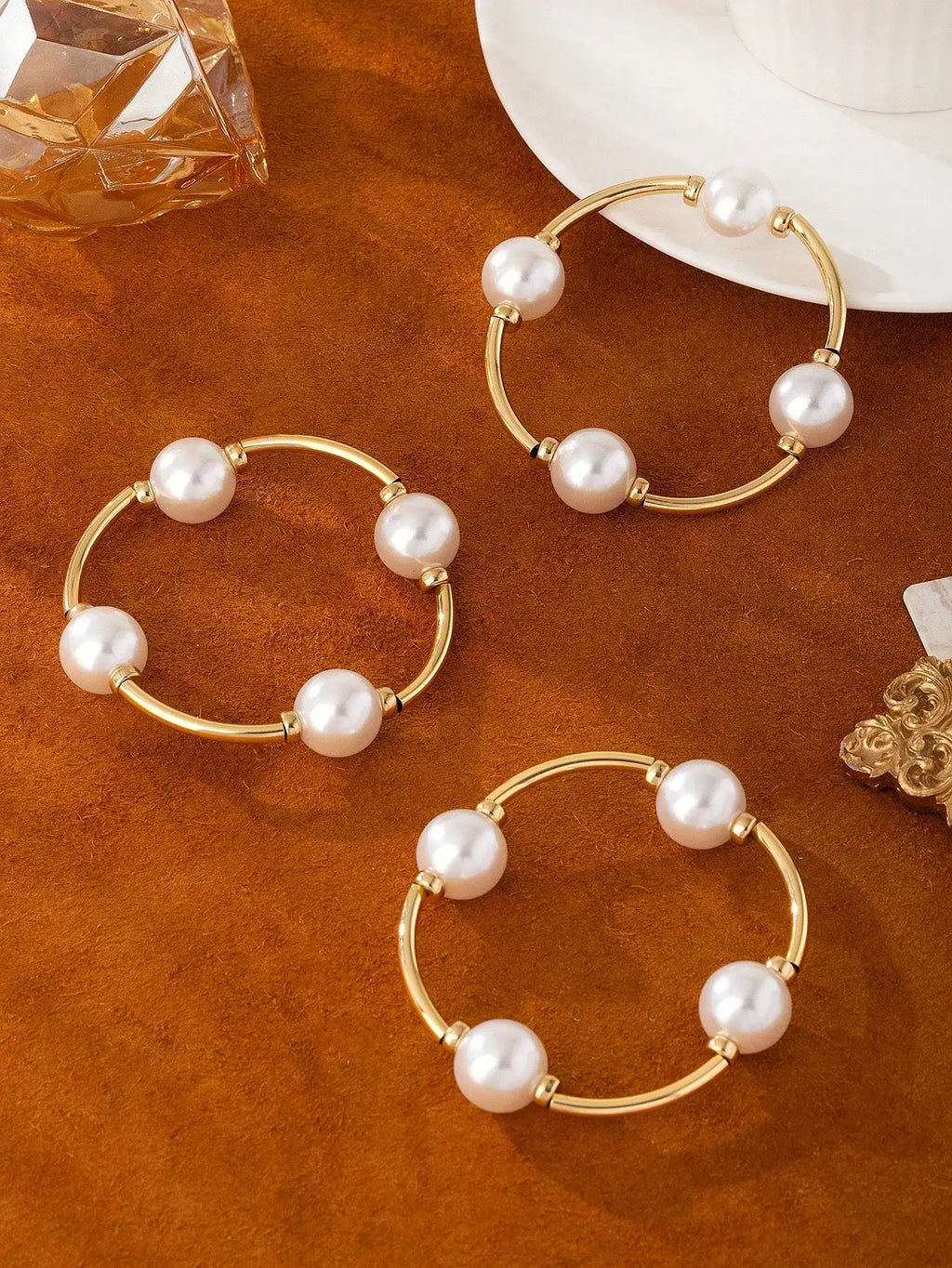 3-piece retro pearl bracelet set, European and American style, suitable for women's beach, dating, fashion photography, holiday TAVEN System LLC