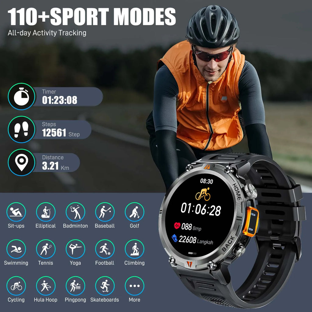 EIGIIS KE3 2025 New Bluetooth Call smartwatch for men Full Touch Screen With Health Monitor heart rate Flashlight Smart watch TAVEN System LLC