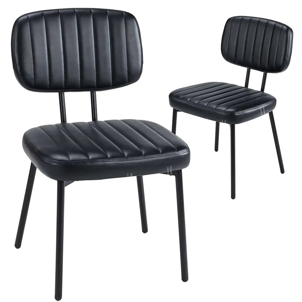 JHK Faux Leather Dining Chairs Set of 2 with Metal Legs TAVEN System LLC