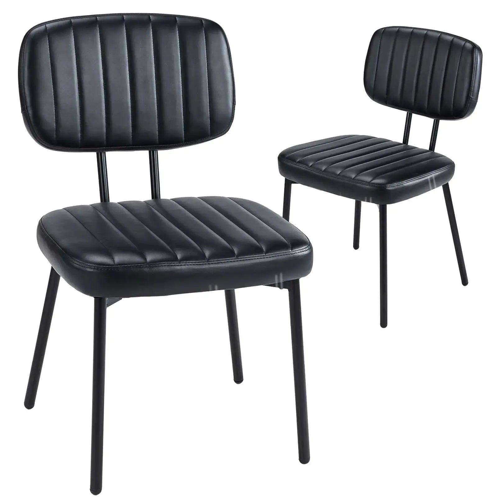 JHK Faux Leather Dining Chairs Set of 2 with Metal Legs TAVEN System LLC