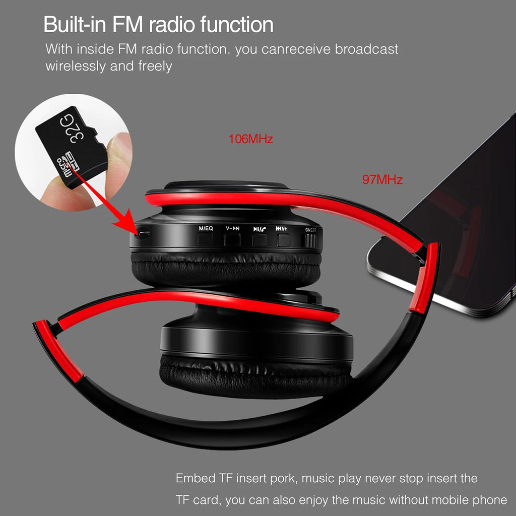 2026 Wireless Bluetooth Stereo Headset Upgrading Sports Overhead Earphone with Mic for Smart Phone TV PC Tablet - Music TAVEN System LLC