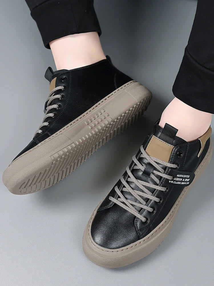 Sneakers Fashion Man Leather Men's Flat Shoes Height Increasing Shoes Lace-Up High Quality Men Sneakers for Men Luxury 2024 TAVEN System LLC