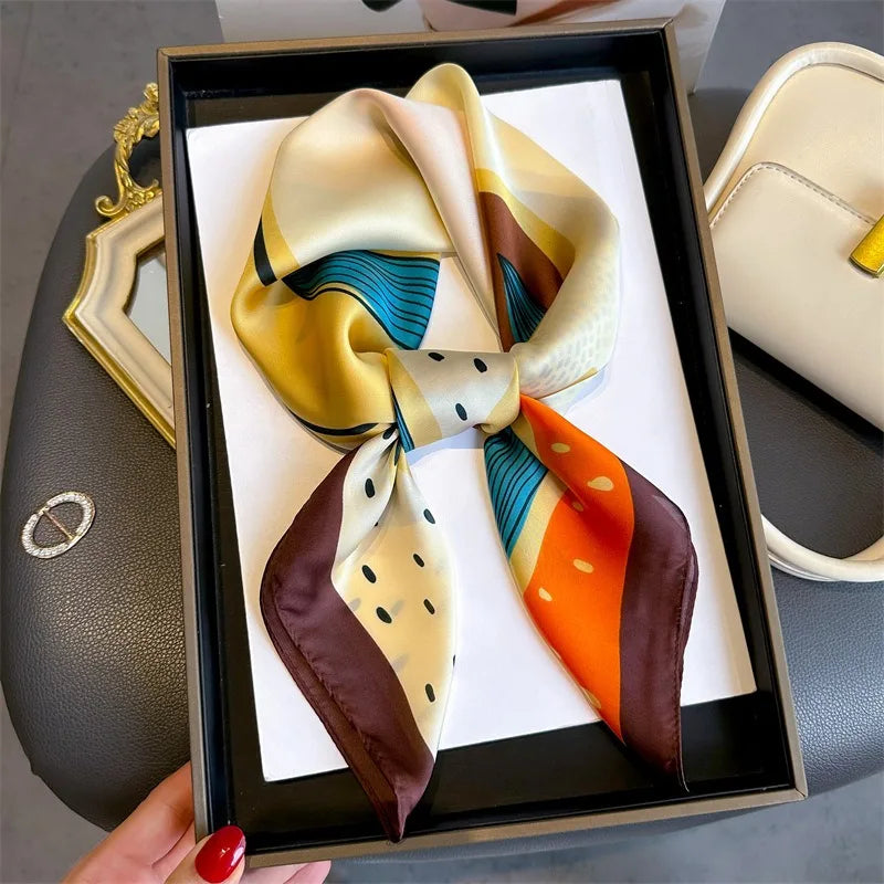 70cm Polka Dot Printed Silk Scarf Women Simulated Silk Elegant and Versatile Headwear Bag Accessories Clothing Square Scarf TAVEN System LLC