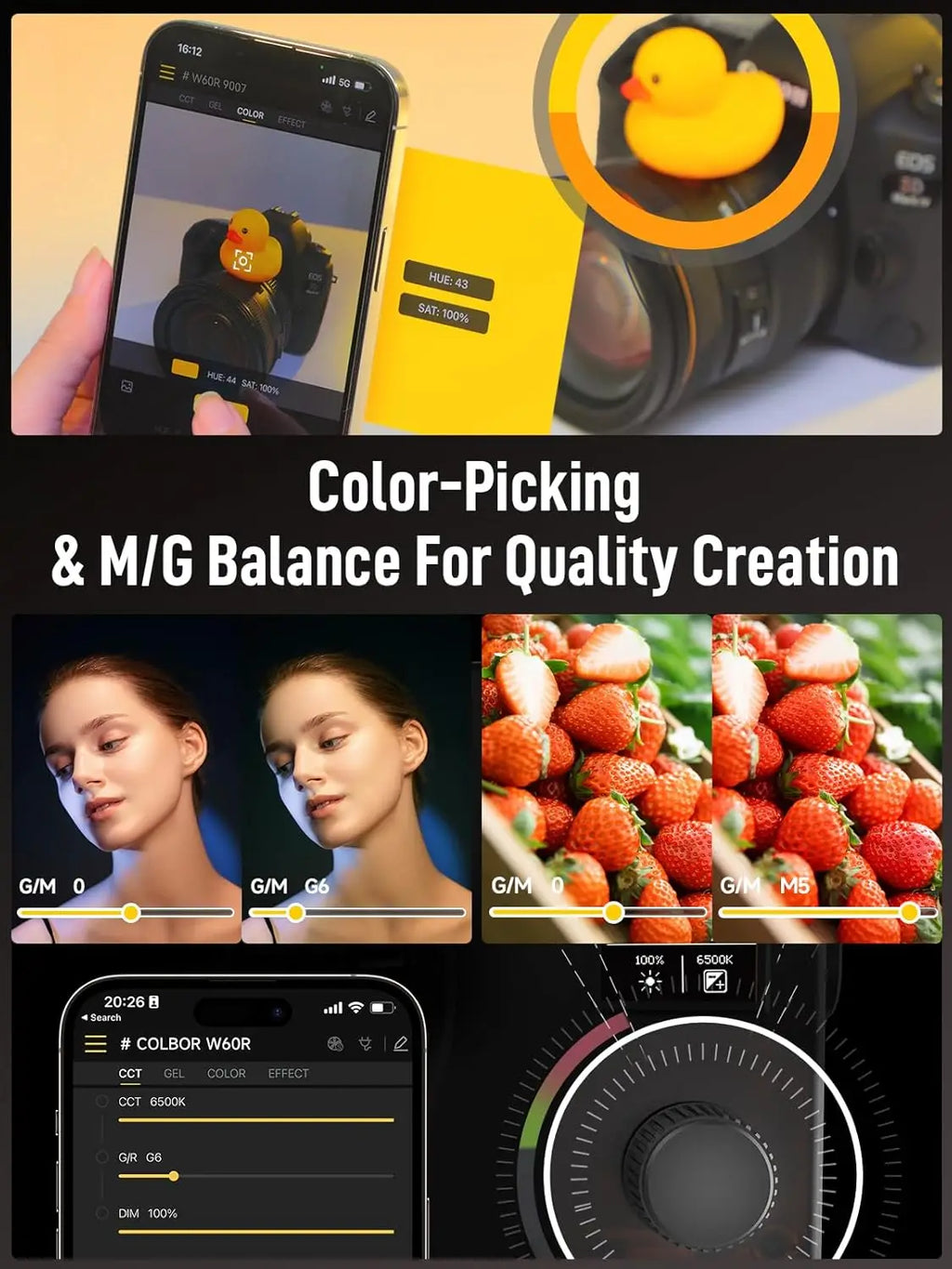 COLBOR W60 W60R W100 W100R 60W 100W COB LED Light Photography Lighting Handheld Portable Pocket Light for Outdoor Shooting SYNCO TAVEN System LLC