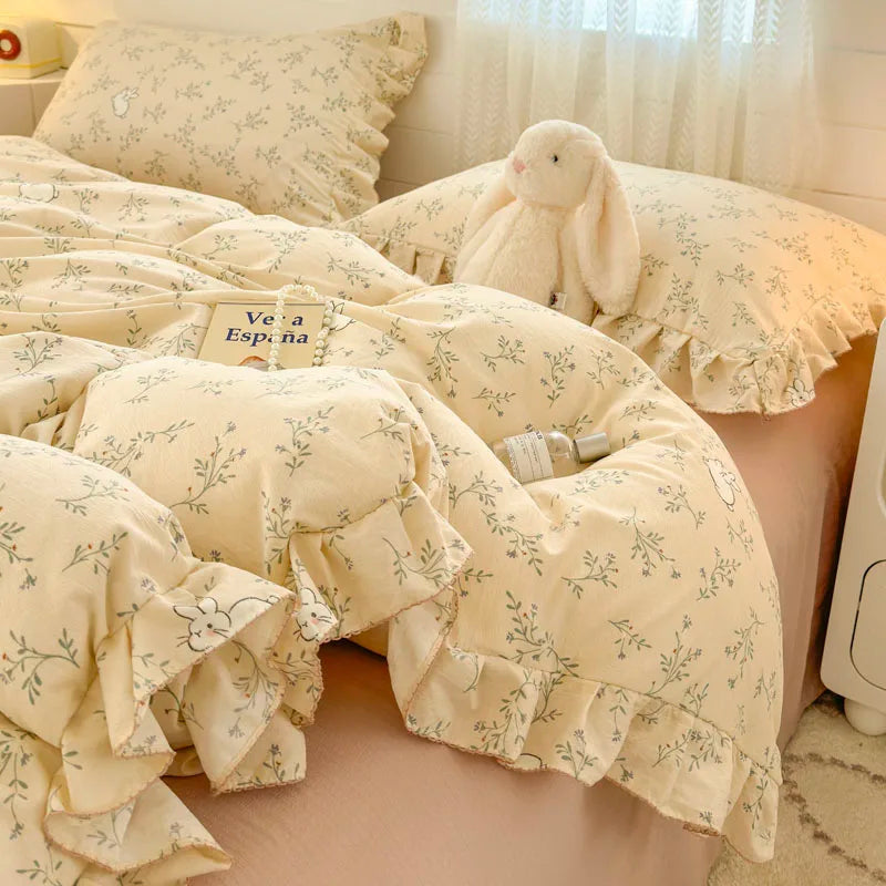 Bonenjoy Lace Duvet Cover Printed Home Quilts Cover Ruffles Comforter Covers Adults Kids Room Bedding (Pillowcase Need Order) TAVEN System LLC