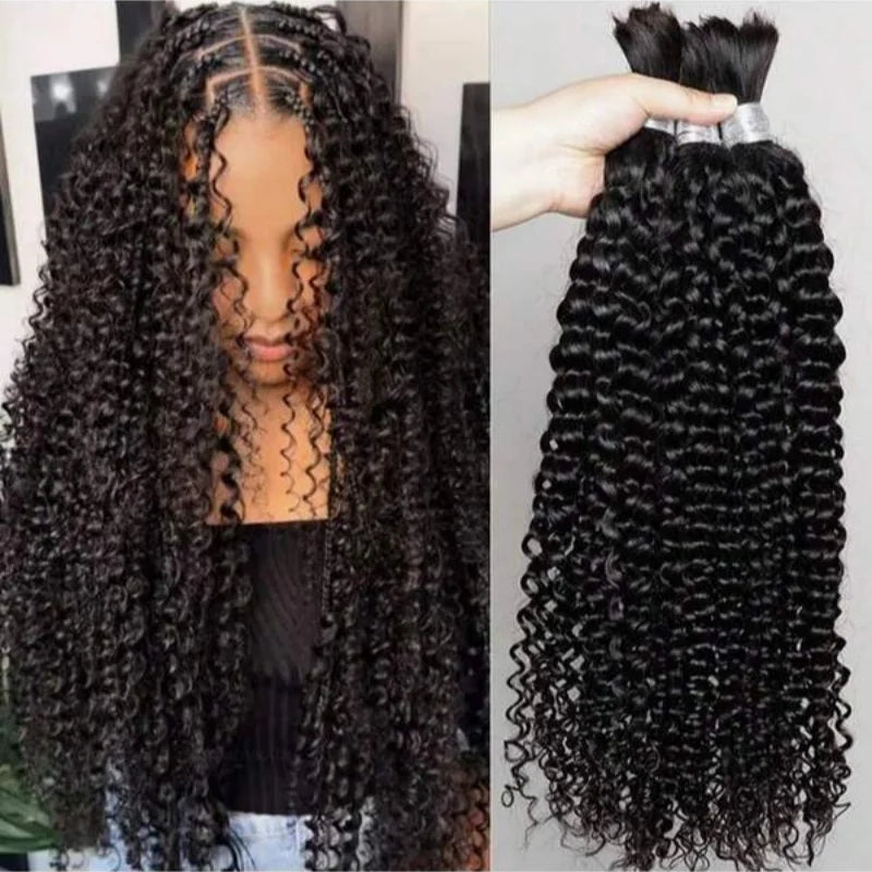 Deep wave human hair bulk for braiding 2 bundles