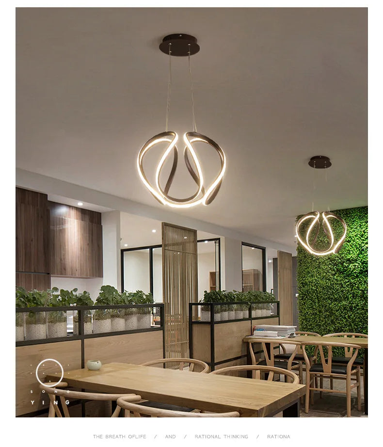 Modern Pendant Light Nordic Twisted Led Chandelier Ceiling Lamp Living Dining Room Chandelier  Corridor Personalized INS Fixture TAVEN System LLC