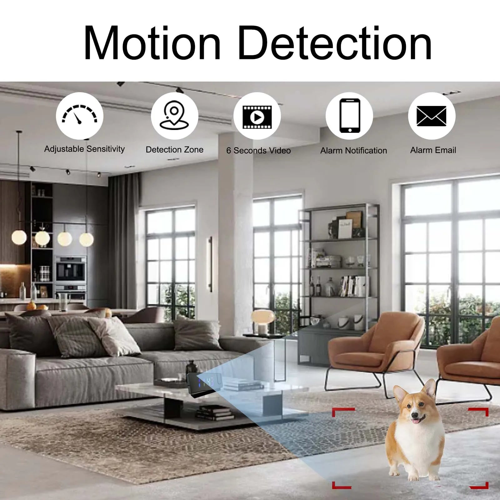 4K Ultra HD Projection Alarm Clock Camera with Wi-Fi, Motion Detection, Remote Viewing, Recording, Nanny Cam for Indoor Security TAVEN System LLC