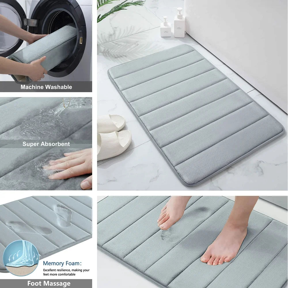 Super Absorbent Bath Mat Memory Foam Carpet Non-slip Bathroom Rug Bathtub Side Floor Rugs Shower Room Doormat Toilet Footpad TAVEN System LLC