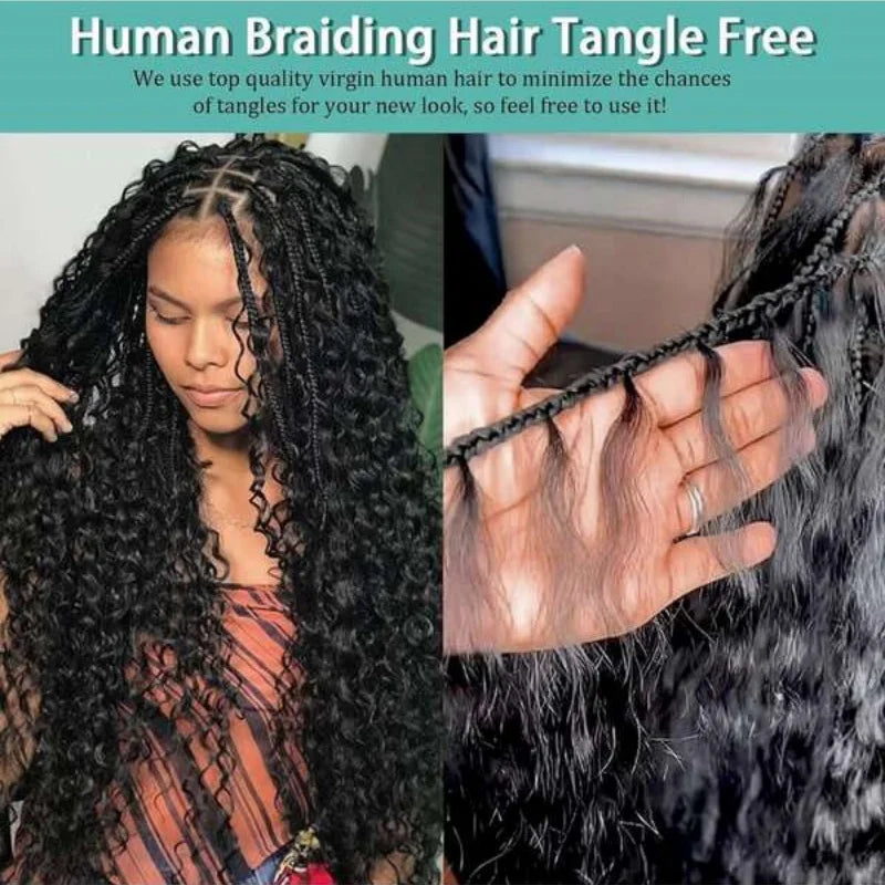Deep wave human braiding hair bulk no weft bundles