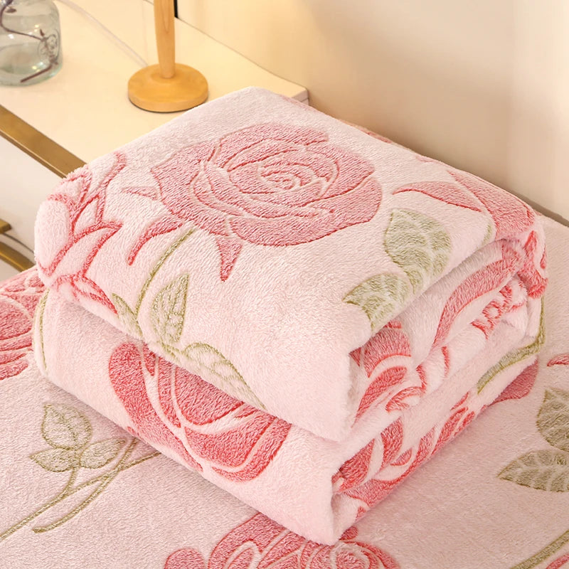 1pc Floral Style Warm Bedspread Fleece Blanket Plaid Travel Shawl Sofa Nap Blanket Home Bedsheet Manta 70X100cm Suitable For Pet TAVEN System LLC