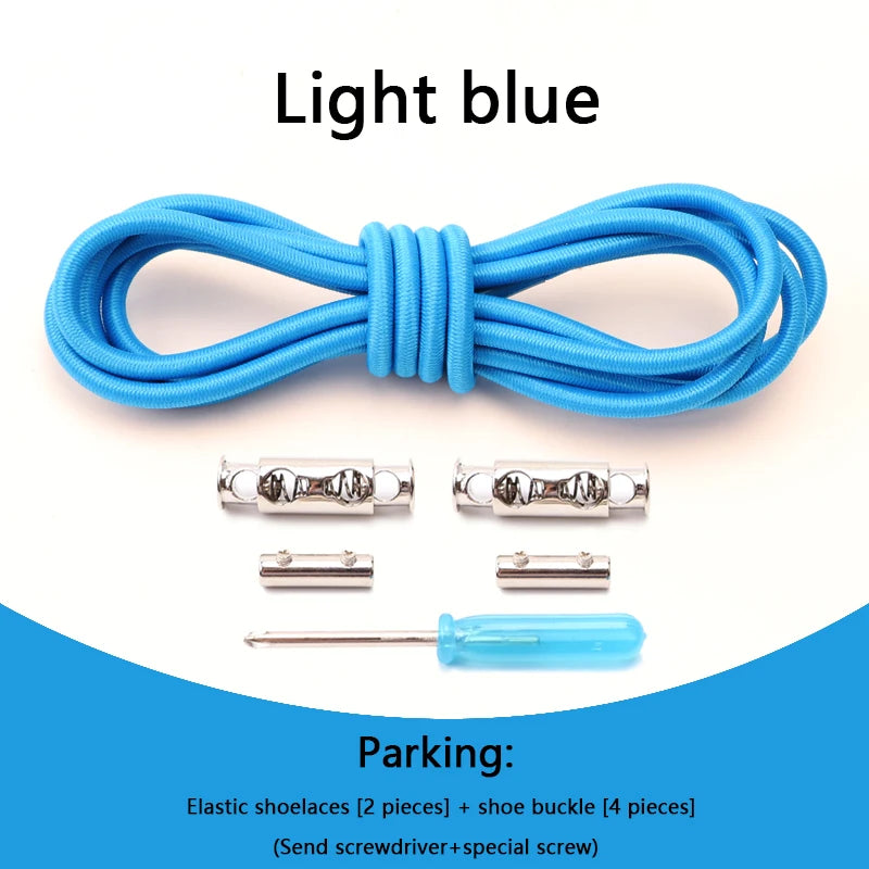 1 Pair No tie Shoelaces For Sneakers Elastic Shoelace Metal Spring Lock Man And Woman Shoe Accessories Lazy Shoe Laces 100cm TAVEN System LLC