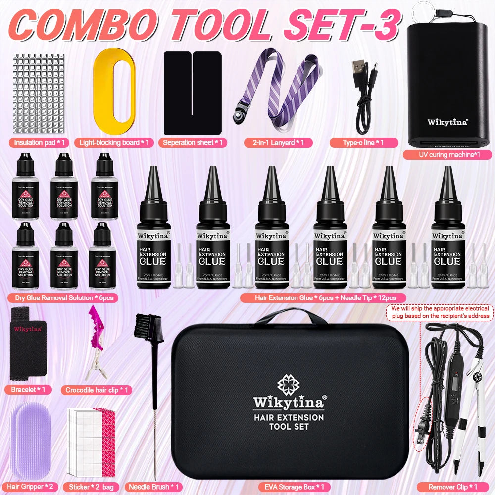 Professional UV Light Hair Extension Tool Kit