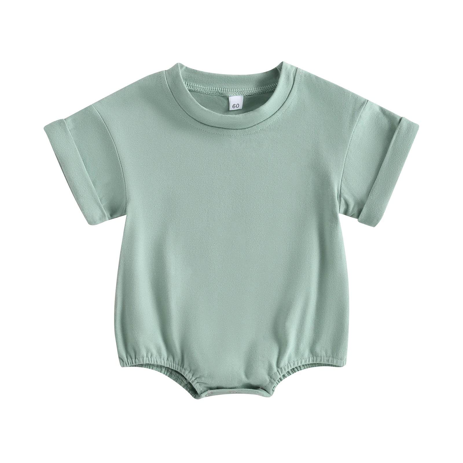 Baby Solid Color Short Sleeve Cotton Blend Romper Outfit
