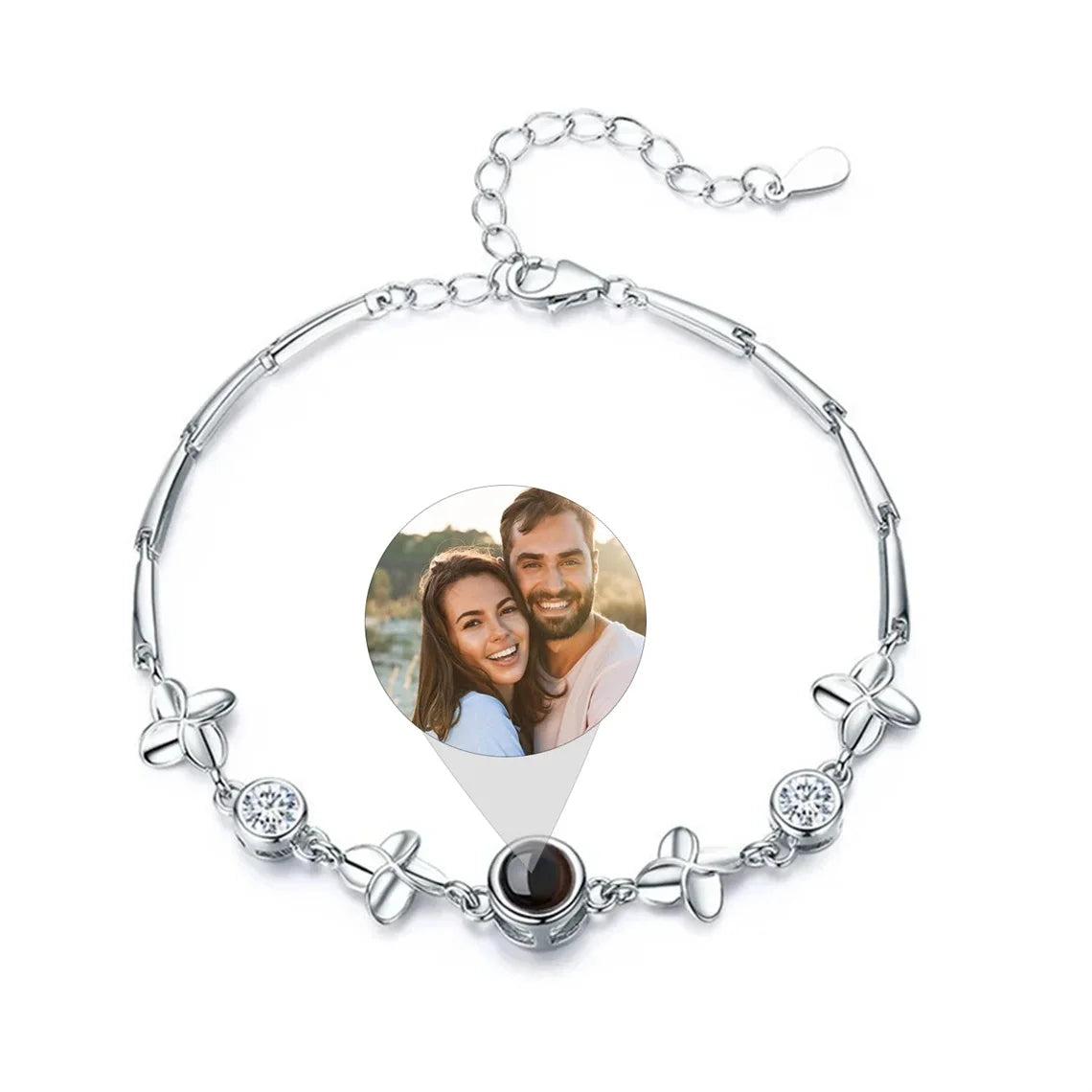 Custom Bracelet With Picture Inside Personalized Stainless Photo Projection Box Chain Bracelet Anniversary Memorial Jewelry Gift TAVEN System LLC
