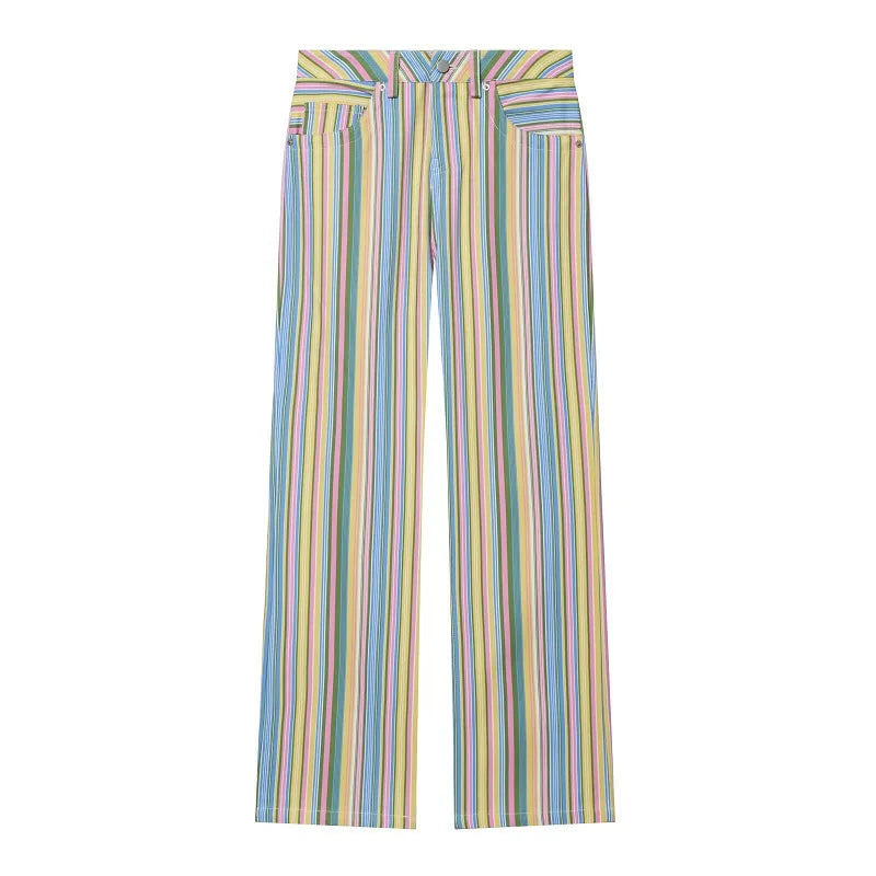 MUJER Striped Women's Jeans Pants Low Rise Baggy Pants Jeans Women Fashion Summer Denim Trousers Women Wide Leg Pants for Women TAVEN System LLC