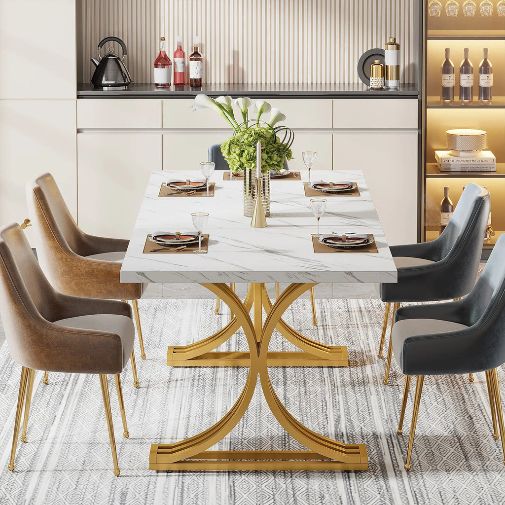 Tribesigns 63 Inch Faux Marble Dining Table TAVEN System LLC