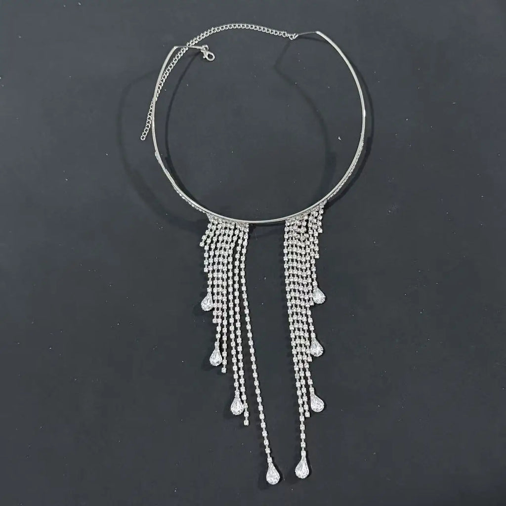 New tassel mask with exaggerated personality, rhinestone glasses chain, party accessories TAVEN System LLC