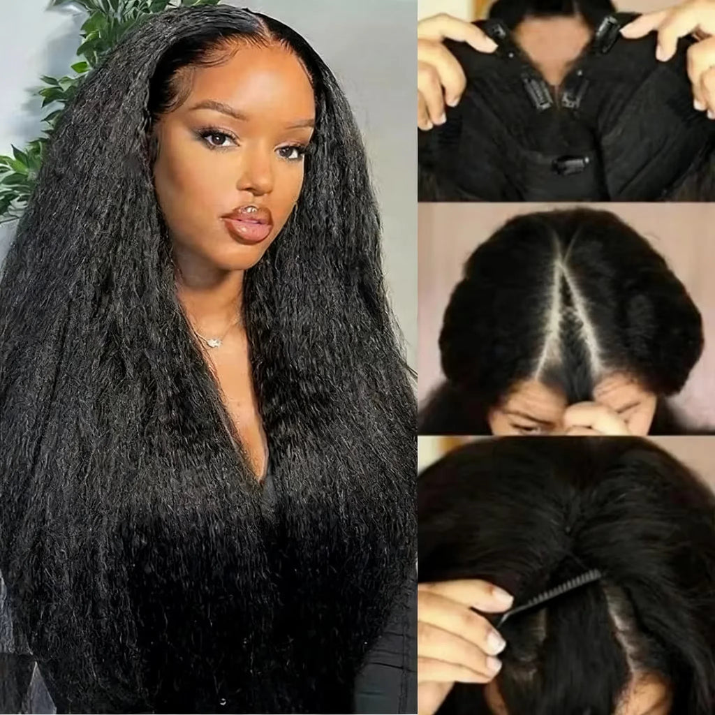 Kinky Straight U Part Remy Human Hair Wig Long