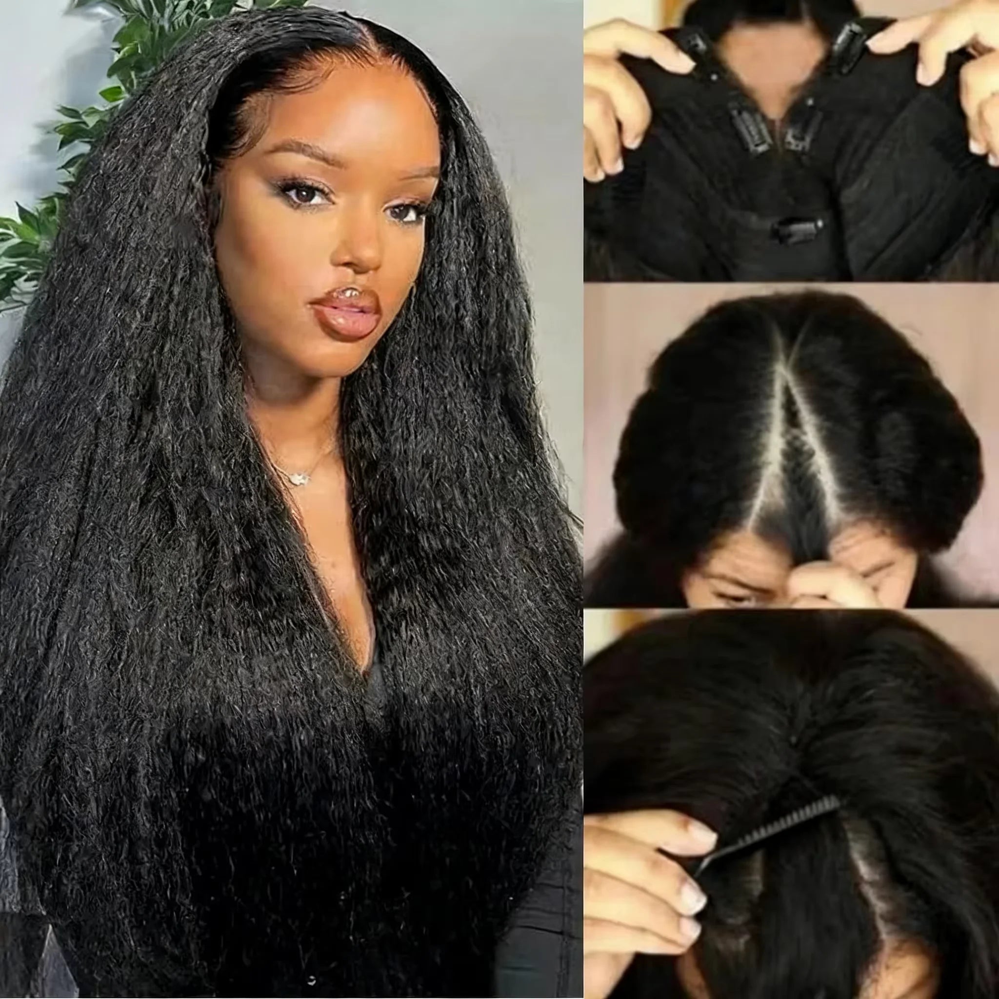 Kinky Straight U Part Remy Human Hair Wig Long