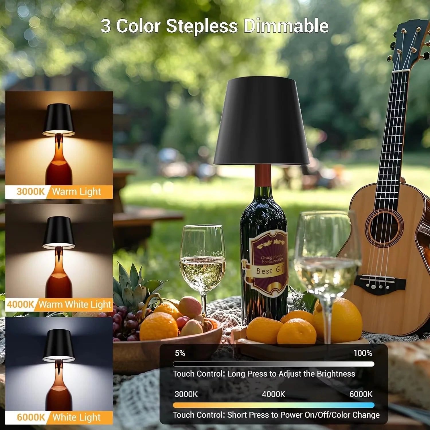Wireless LED Wine Bottle Light Rechargeable Vases Table Lamp Touch Switch Night Light for Cafe Bar Club Restaurant Decor TAVEN System LLC